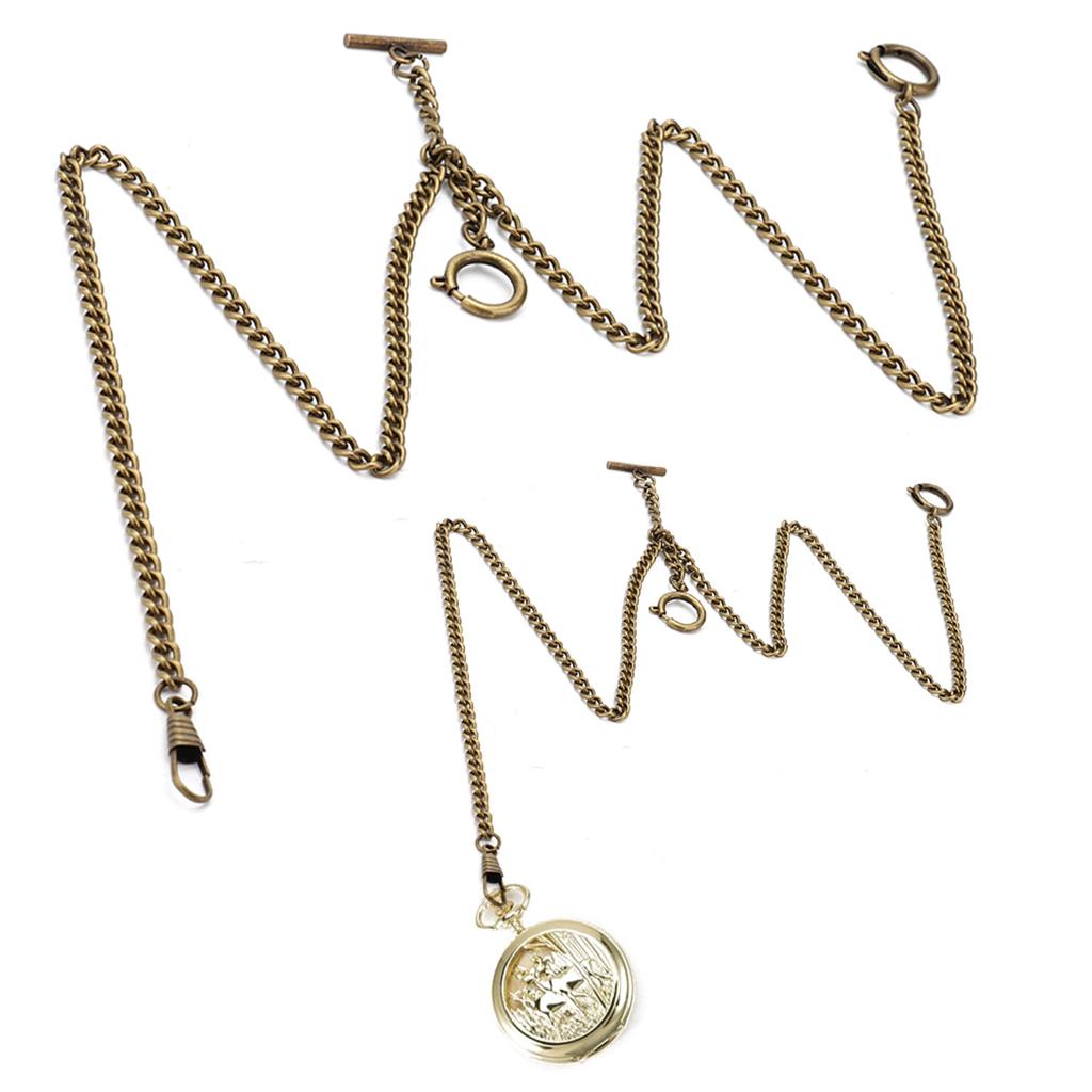 44cm Retro Vintage Metal Pocket Watch Chain Link Classic Antique Gift (Bronze)