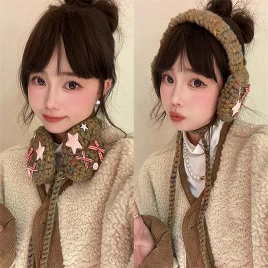 CornerParty шерстяные наушники ручной работы: Теплый, универсальный и милый с уникальными цветными шариками.