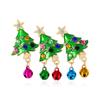 Holiday Christmas Tree Bell Brooch Rhinestone Painted Oil Drop Brooch Christmas Series Clothing Accessories Pin