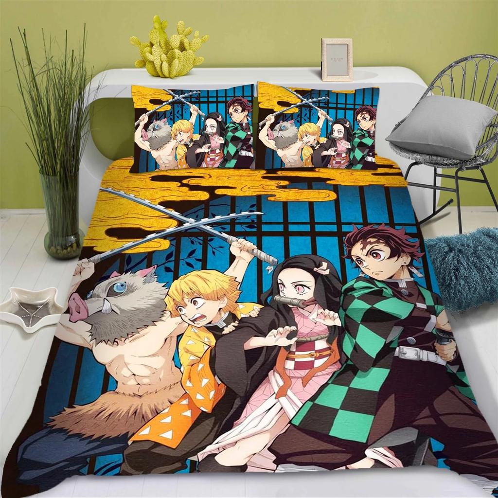 Demon Slayer: Kimetsu No Yaiba Duvet Cover Set Bedding Comforter Sets King Size 3D Children'S Bedding Set
