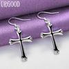 Гладкие серьги из стерлингового серебра 925 пробы с крестообразными подвесками, модные украшения
