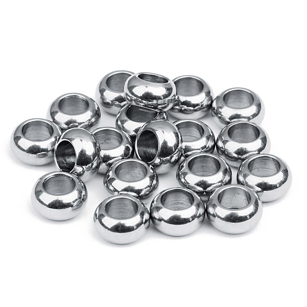 20Pcs High Quality Stainless Steel Beads Multi Sizes Large Holes Loose Beads For DIY Handmade Bracelets Earrings Jewelry Making