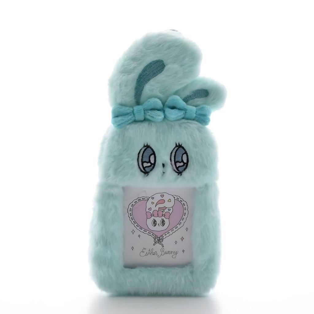 KOVOL Esther Bunny Trading Card Case, Card Holder, Keychain, Fluffy Rabbit Plush Toy, Perfect for Birthdays and Gifts (Blue)