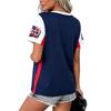 Women's Casual V Neck Short Sleeve T Shirt USA Print Top Lightweight Breathable Summer Tee for Everyday Wear