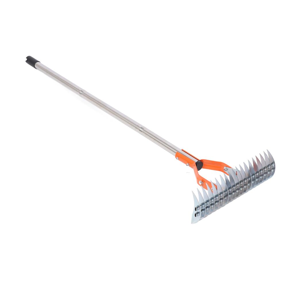 Thatch Rake 14.7 Inch Carbon Steel Stainless Steel Robust Lawn Dethatcher Rake with Handle for Clning Dd Grass Yard Garden