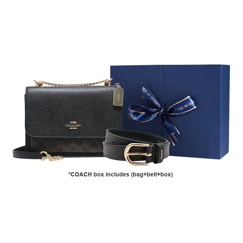 Coach Klare 21 Flap Shoulder Bag With Chain Leather Accordion Bag Women Shoulder Bag Black 91019-IMAA8