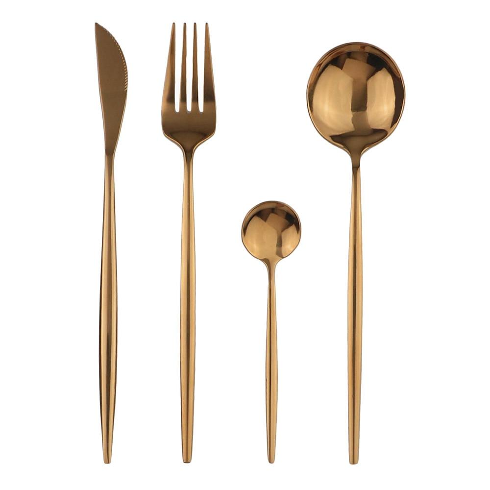 4 шт. черный набор столовых приборов из нержавеющей стали, столовые приборы Радужный обеденный набор, нож, вилка, ложка, набор столового серебра, кухонное зеркало, набор посуды