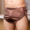 Сексуальные мужские гладкие трусы-боксеры, однотонные трусы-боксеры, атласная пижама, шелковая одежда для сна