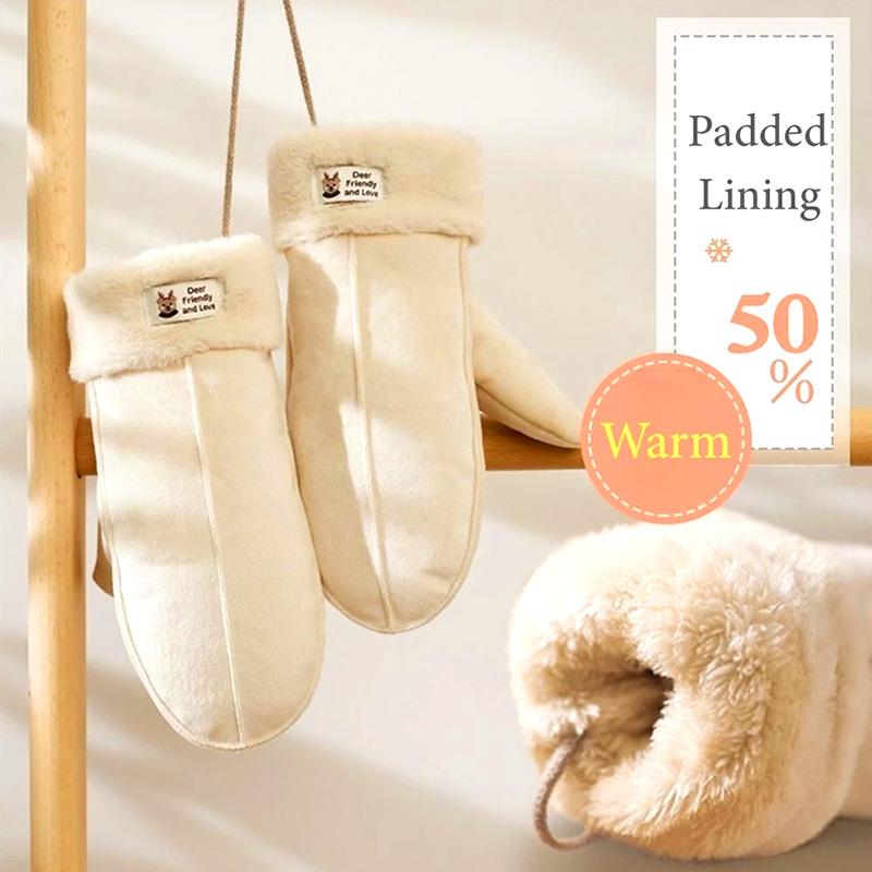 Женские уличные плюшевые висячие варежки, флисовые замшевые перчатки, сохраняющие тепло, зимние, ветрозащитные, однотонные