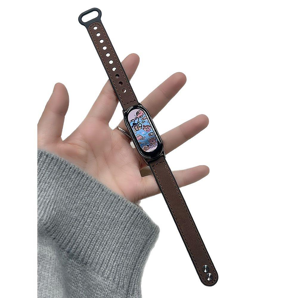Applicable to Xiaomi Mi Band 10 Strap 9/8nfc Frosted Leather Premium Sense Wristband Light Luxury Double Nail Sports Watch Strap