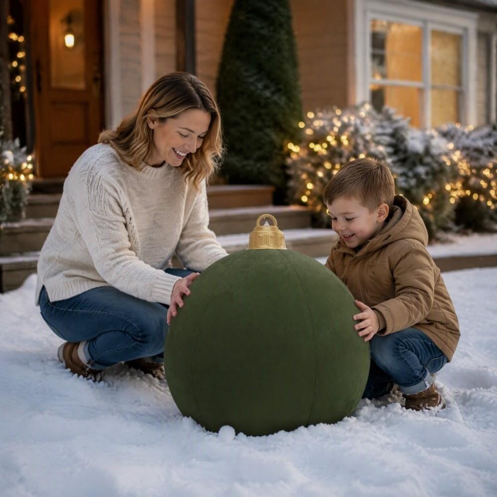 Fabric Covered Inflatable Christmas Balls Inflatable Christmas Decoration Ball Festive Atmosphere