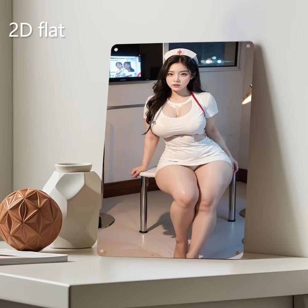 Металлический настенный декор 'Форма медсестры' 2D Плоское Железное Искусство Предварительно просверленное Погодостойкое