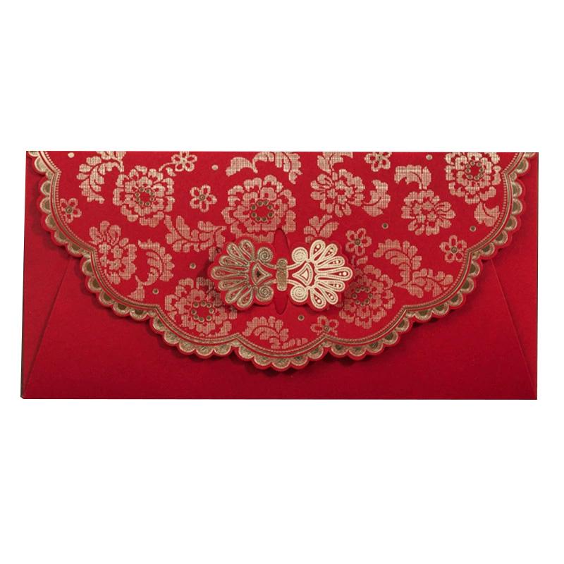 1 шт. Мешочек с деньгами прямоугольный лазерная гравировка новогодние красные конверты свадьба полый тисненый 3D