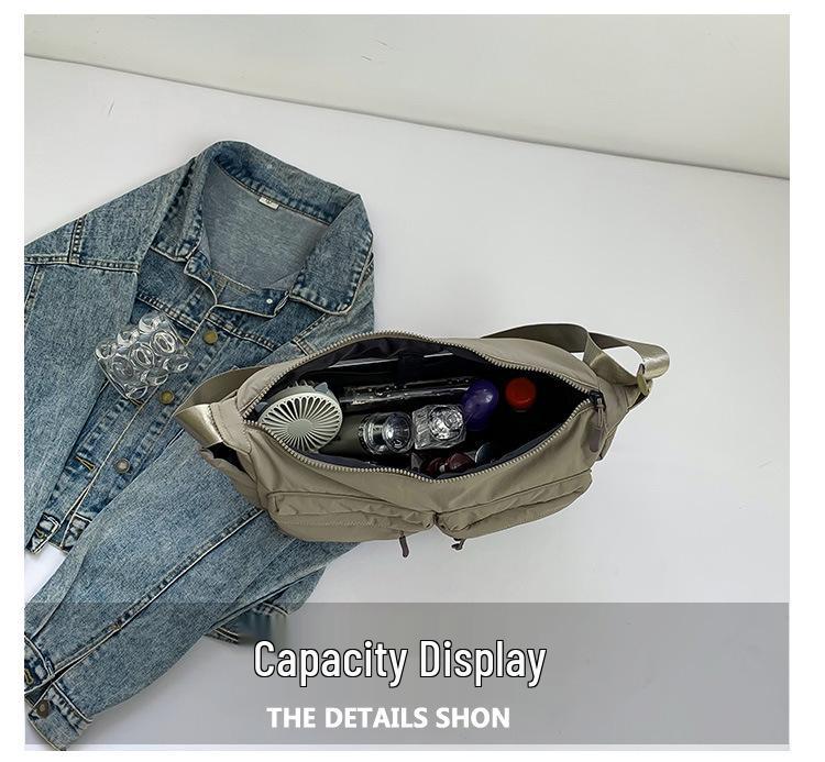 Unisex Water-Repellent Multi-Pocket Nylon Crossbody Bag