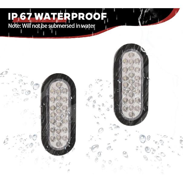 НОВЫЕ СВЕТОДИОДНЫЕ ОВАЛЬНЫЕ ФОНАРИ ДЛЯ ПРИЦЕПА SUN 6 ДЮЙМОВ - СВЕРХЪЯРКИЙ ЗАДНИЙ ФОНАРЬ С 21 СВЕТОДИОДОМ, КОМПЛЕКТ С ГРОММЕТАМИ ДЛЯ ПОВЕРХНОСТНОГО МОНТАЖА, ВОДОНЕПРОНИЦАЕМЫЙ 3-КОНТАКТНЫЙ ШТЕКЕР, ЗАДНИЙ ХОД IP 67