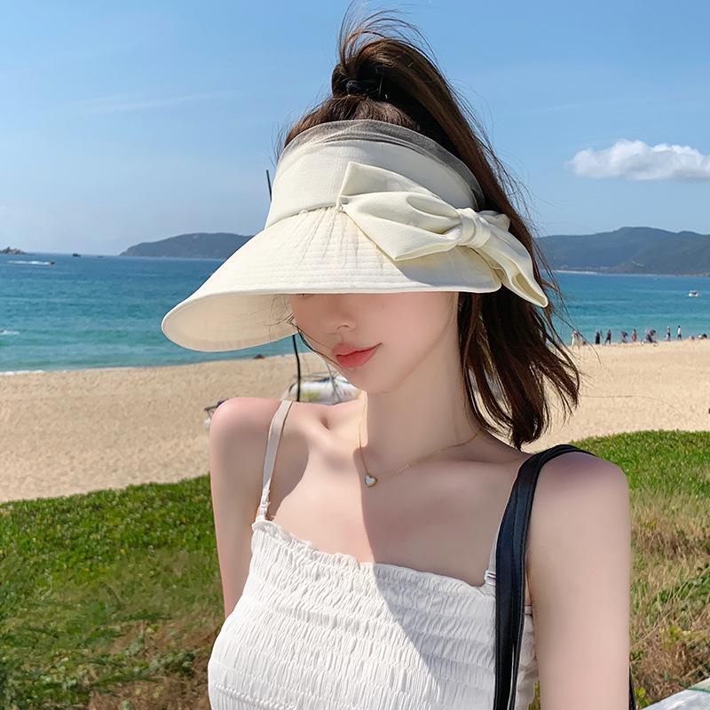 8512 Летняя тюлевая шляпа-бант с открытым верхом, универсальная модная шляпа от солнца и солнца, маленькая шляпка, женская, трендовая