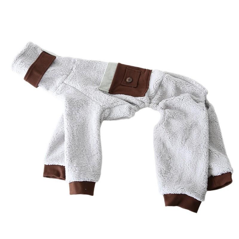 Trailbound Sherpa Fleece 4-Leg Dog Jumpsuit for Italian Greyhound Whippet High-Density Lamb Wool Turtleneck Pet Bodysuit