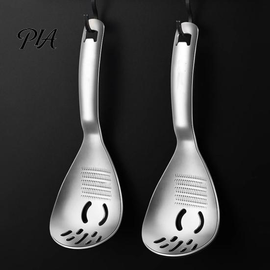Compact Garlic Ginger Mincer Stainless Steel Slotted Spoon with Bottle Opener & Grater, Fine Tooth Dishwasher Safe Kitchen Tool Manual Grinder