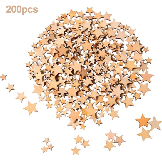 200 шт. 10/12/15/20 мм звездная щепа DIY креативные полированные натуральные деревянные проекты ремесленные украшения