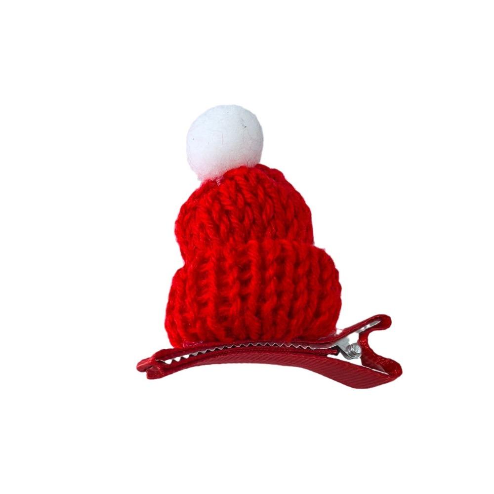 10pcs Hair Accessories Knitted Christmas Hat Clip Headwear Little Christmas Hat Hairpin