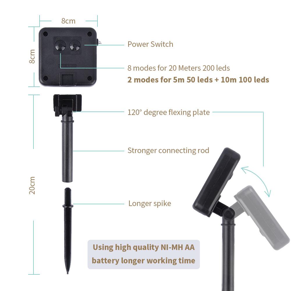 Светодиодные солнечные фонари гирлянда сказочные огни открытый водонепроницаемый светильник рождественская гирлянда для праздничной вечеринки свадебный декор огни 7 м / 12 м / 22 м