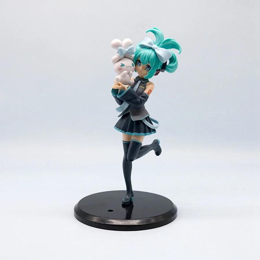 1PC 20cm/7.87inch Hatsune Miku X Cinnamoroll Anime Figure Kawaii Miku Action Figure PVC Adult Collection Model Doll Toys Gifts