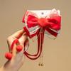 Tassel Red Bow Hair Clip Lion Embroidered Bow Headwear Children's Chinese Hairpin  Decoration