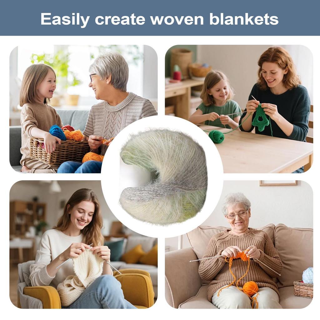 Пряжа для вязания крючком Шерсть Акрил Смесовая Градиентная нить 2 X 100г Длинный ворс Пряжа для вязания крючком для начинающих Для хобби Квилтинговые проекты