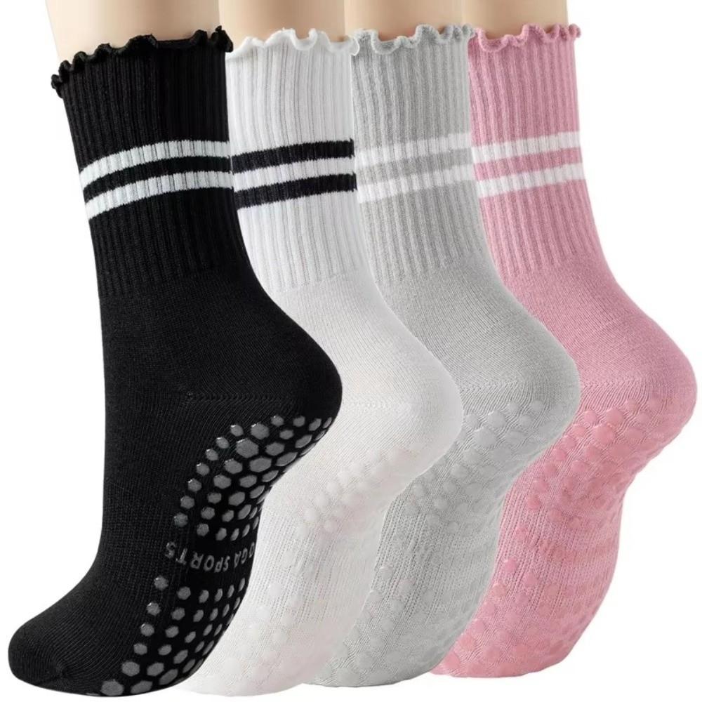 1 Pair Anti Slip Sports Socks Curled Edge Cotton Socks Comfortable Grip Socks for Women