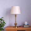 Brass Antique Finish Gold Table Lamp Sleek with Off White Lampshade For Bedroom, Bedside, Living Room, Home Decoration, Hotel Led Bulb Included