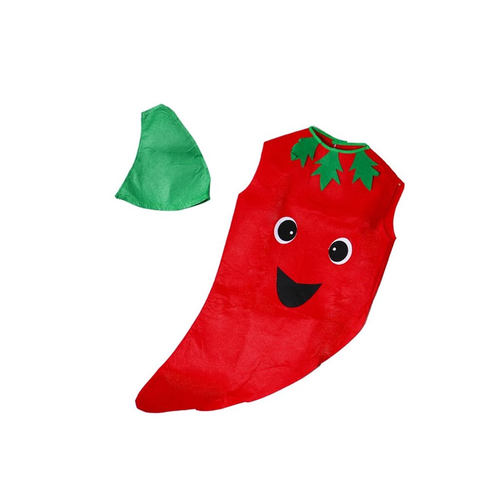 Kids Red Bell Pepper Costume Universal Red Vegetable Role Play Halloween Dress Up
