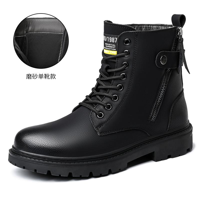 Мужские ботинки мартин Мужские ботинки-локомотивы в британском стиле с высоким верхом Зимние бархатные рыцарские ботинки средней высоты из кожи 2025