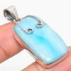 Natural Republic Larimar Gemstone 925 Solid Sterling Silver Pendant 1.75" M6q29