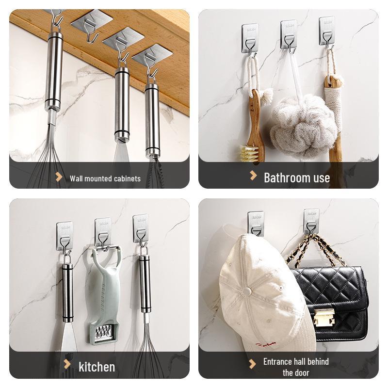 Самоклеящийся крючок из нержавеющей стали - Без сверления, Многофункциональный для использования в ванной комнате или на двери