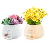 Face Planter Resin Cartoon Coffee Drinker Flower Pot Sitting Figure Succulent Planter with Drainage Hole for Indoor Outdoor Potted Plants