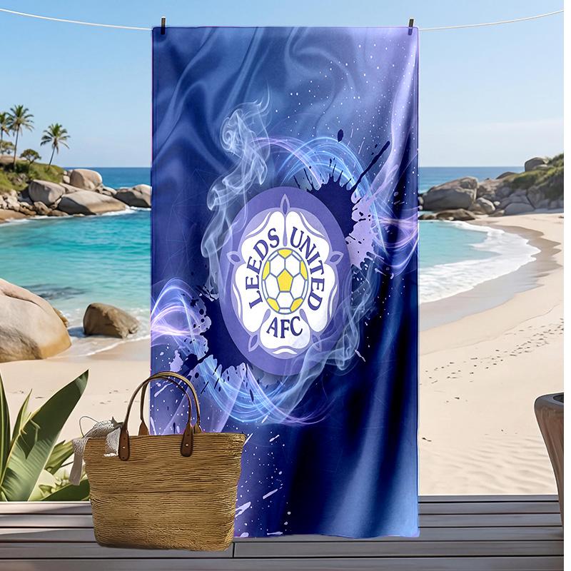 Пляжное полотенце с принтом футбольного клуба Leeds United, большое, мягкое, быстросохнущее, для пляжа, кемпинга, плавания