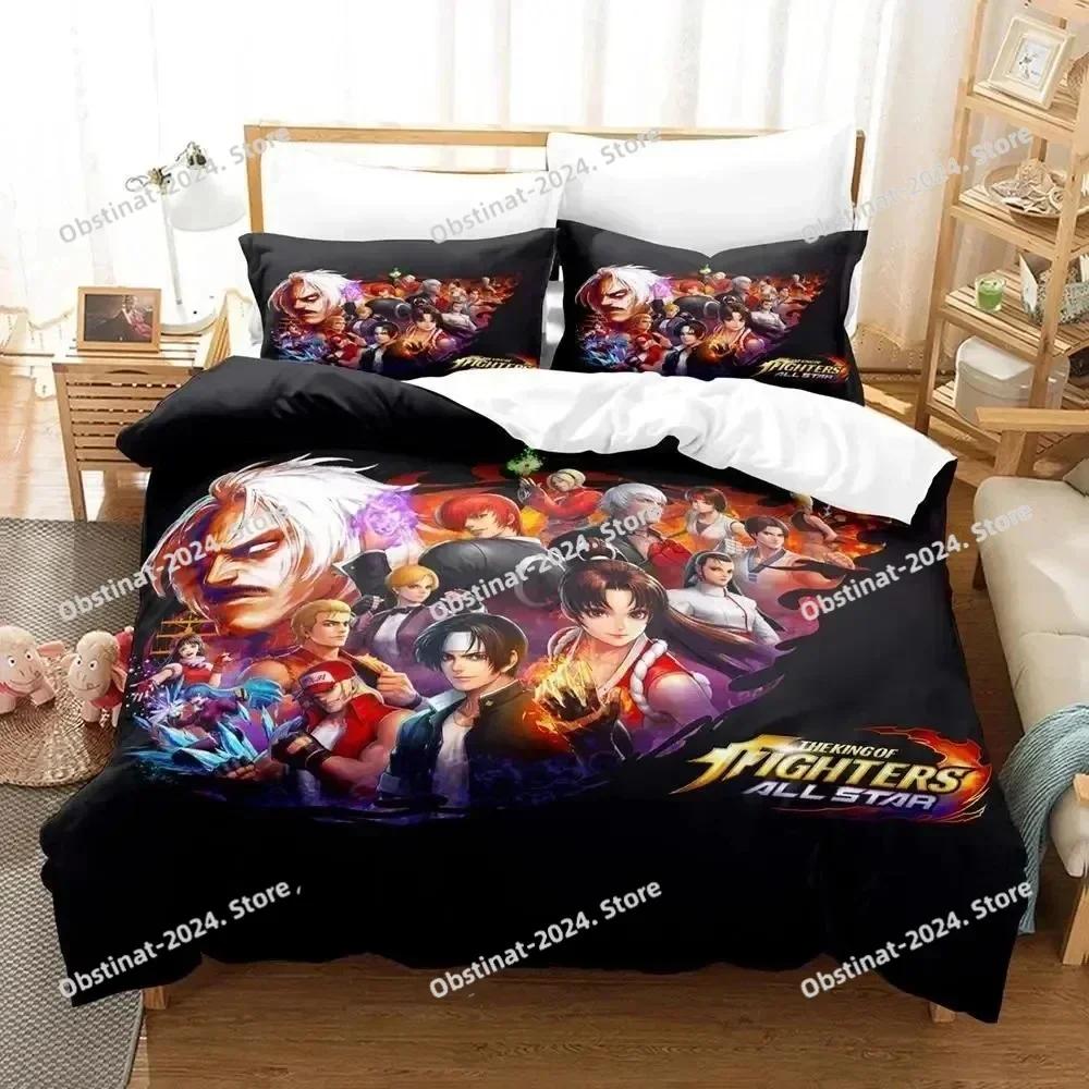Аниме The King Of Fighter Постельное белье Комплект постельного белья Печатное одинарное Одеяло Покрывало Пододеяльник Наволочка 3 предмета Детский Взрослый Размер
