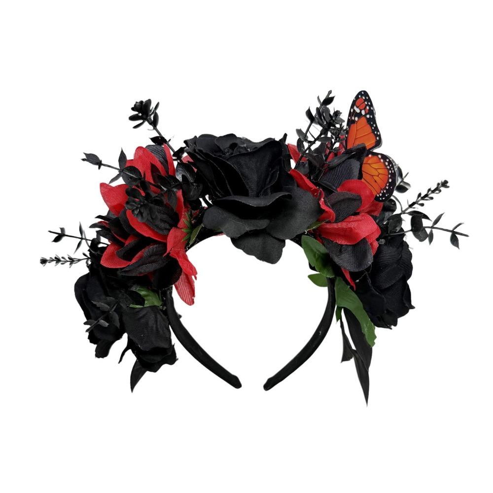Gothic Artificial Flower Headband Realistic Costume Floral Head Wear Halloween Party