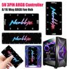 5V 3-контактный ARGB-контроллер Поддержка SignalRGB OpenRGB ARGB-разветвитель-хаб Питание SATA 8/16-канальный для расширенного интерфейса материнской платы