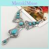 Vintage Ethnic Style Turquoise Pendant Necklace With Multi Layer Chain For Women And Men