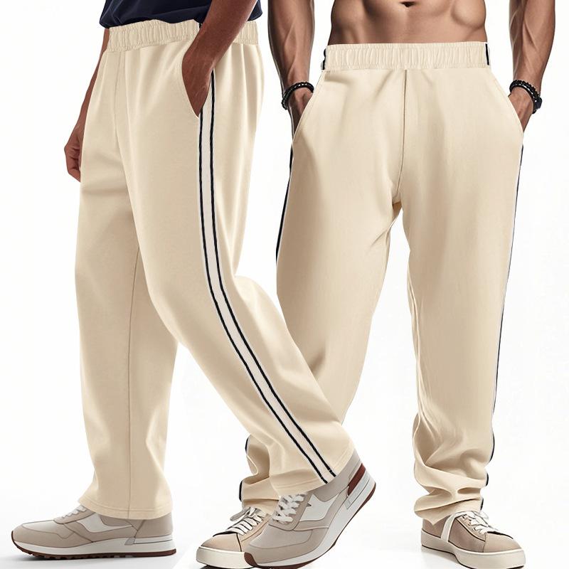 Мужские брюки весна-осень, мужские свободные прямые спортивные брюки с полосками по бокам