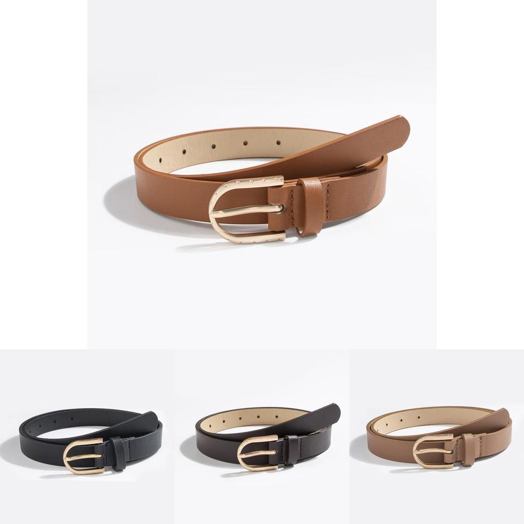 Minimalist Womens Faux Leather Belt With Oval Buckle For Office Use