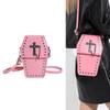 Crossbody Bag Coffin Shape Purse Small Cellphone Bag Festival Gothic Bag for Girl Women Rivet Handbag