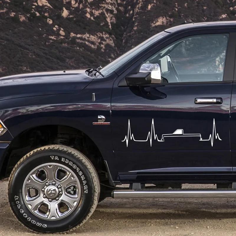 Graphics Heartbeat Pickup Body Side Sticker Car Tuning Decor Decal Wrap Decoration For Ford F150 Chevy Silverado GMC Sierra Auto
