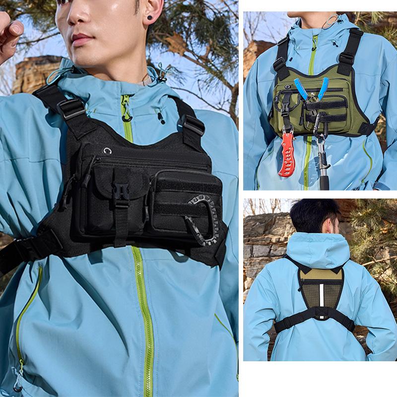 Outdoor Sports Chest Bag Vest Men Women Backpack Multi Pocket Travel Work Front Rig Fanny Pack Running Cycling EDC Bag