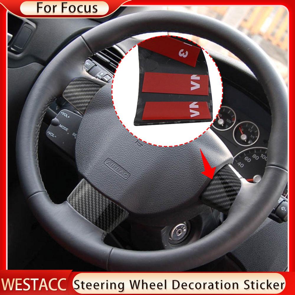 3 шт., углеродное волокно, накладка на панель рулевого колеса автомобиля, декоративная наклейка для Ford Focus 2 MK 2 2005-2011