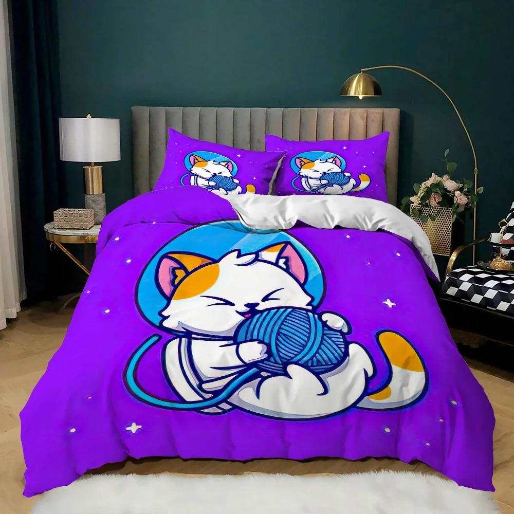 Мультяшное животное Пододеяльник Микрофибра Свинья Астронавт Красный Комплект постельного белья Космос Вселенная Животная тематика Король Покрывало