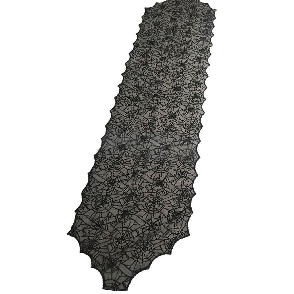 Halloween Black Lace Polyester Tablecloth for Party Decorations Fabric Easy To Cleaning Foldable Designs