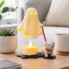 Cute Puppy Night Light Halloween Ghost Walking Dog Figurine, Spooky Statue with Whimsical Room Accessories LED Candle, 3D Printed Tabletop Ornament