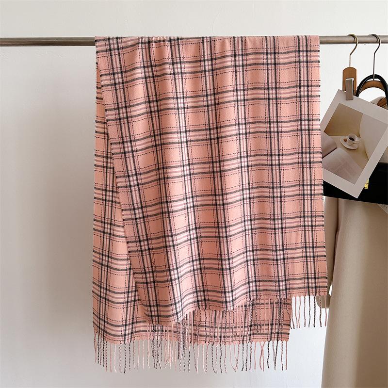 Корейский вариант клетчатого шарфа, зимний шарф для студентов мужского и женского пола, утолщенная теплая внешняя шаль с кисточками, корейский имитация кашемирового шарфа